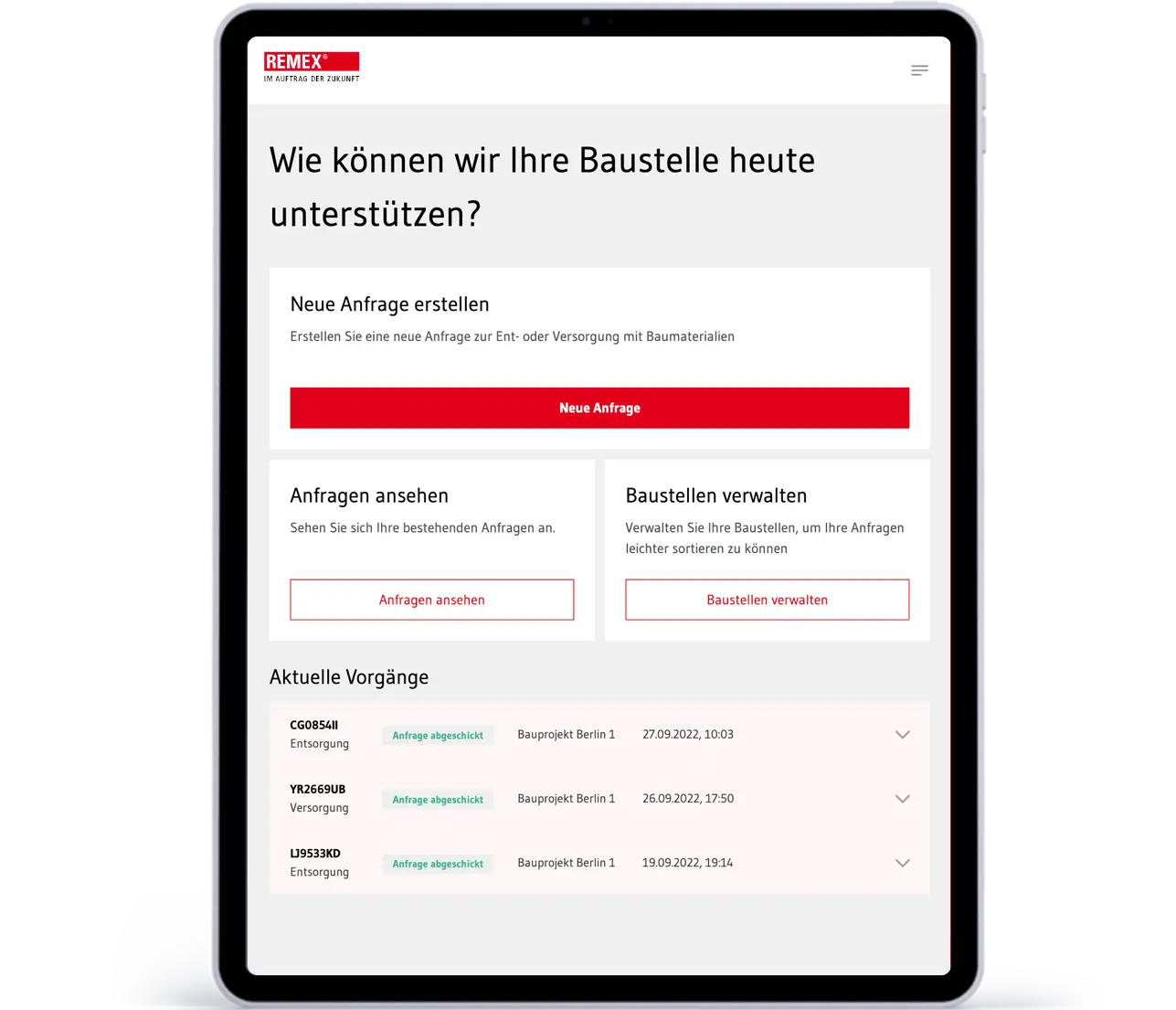 Nutzerregistrierung REMEX Kundenportal
