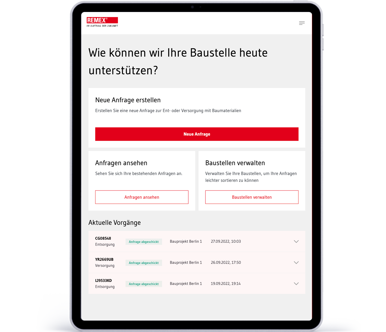Nutzerregistrierung REMEX Kundenportal